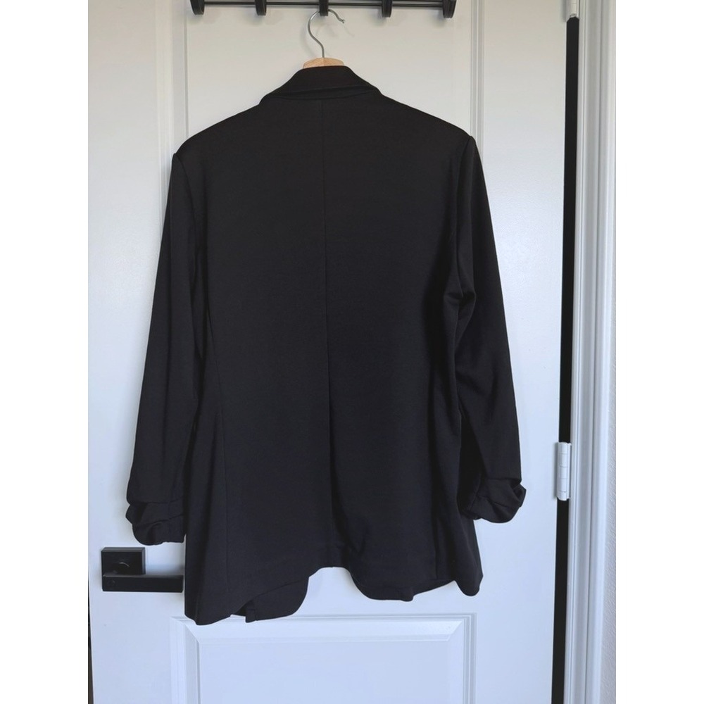 Nine West Womens Black Ruched 3/4 Sleeve Open Front Blazer Jacket Large - Picture 10 of 10
